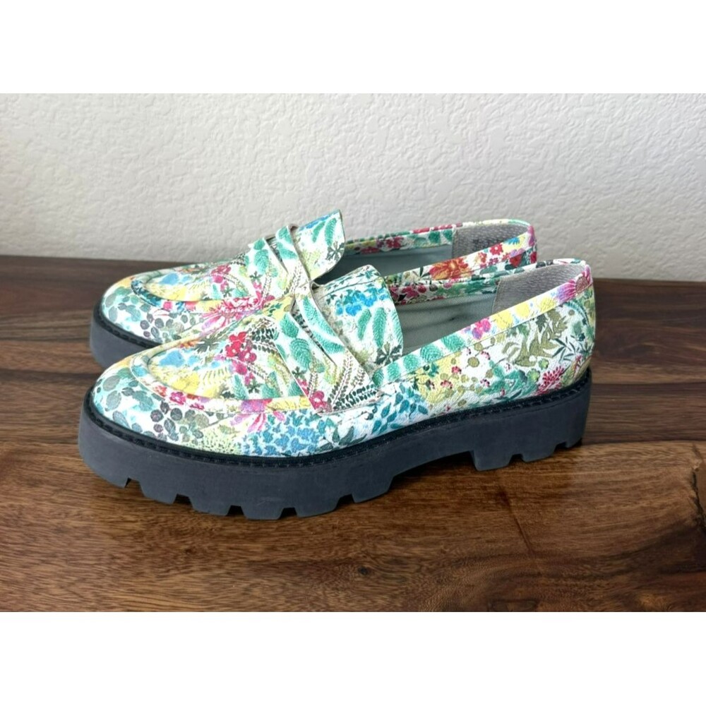 Franco Sarto Balin Shoes Womens Size 10 M Floral Lug Sole Loafers EUC